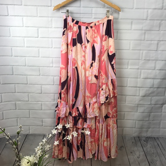 NWT Free People Floral Maxi Skirt Pink
